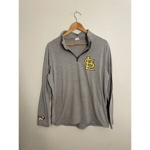 VTG Saint Louis Tigers 1/4 Zip Pullover Long Sleeve Gray Sweatshirt Mens Large‎